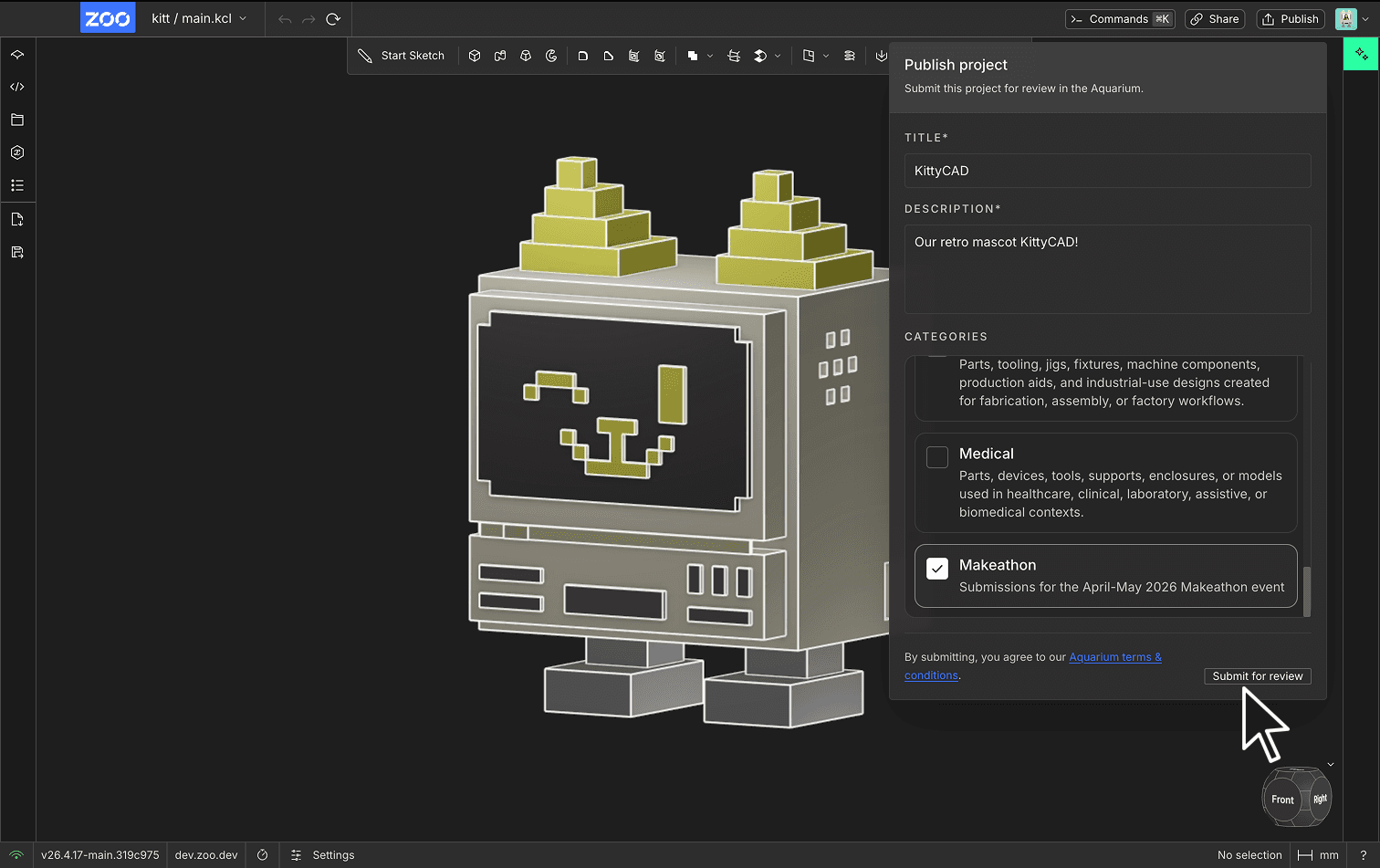 Click “Share” in the top-right corner of Zoo Design Studio